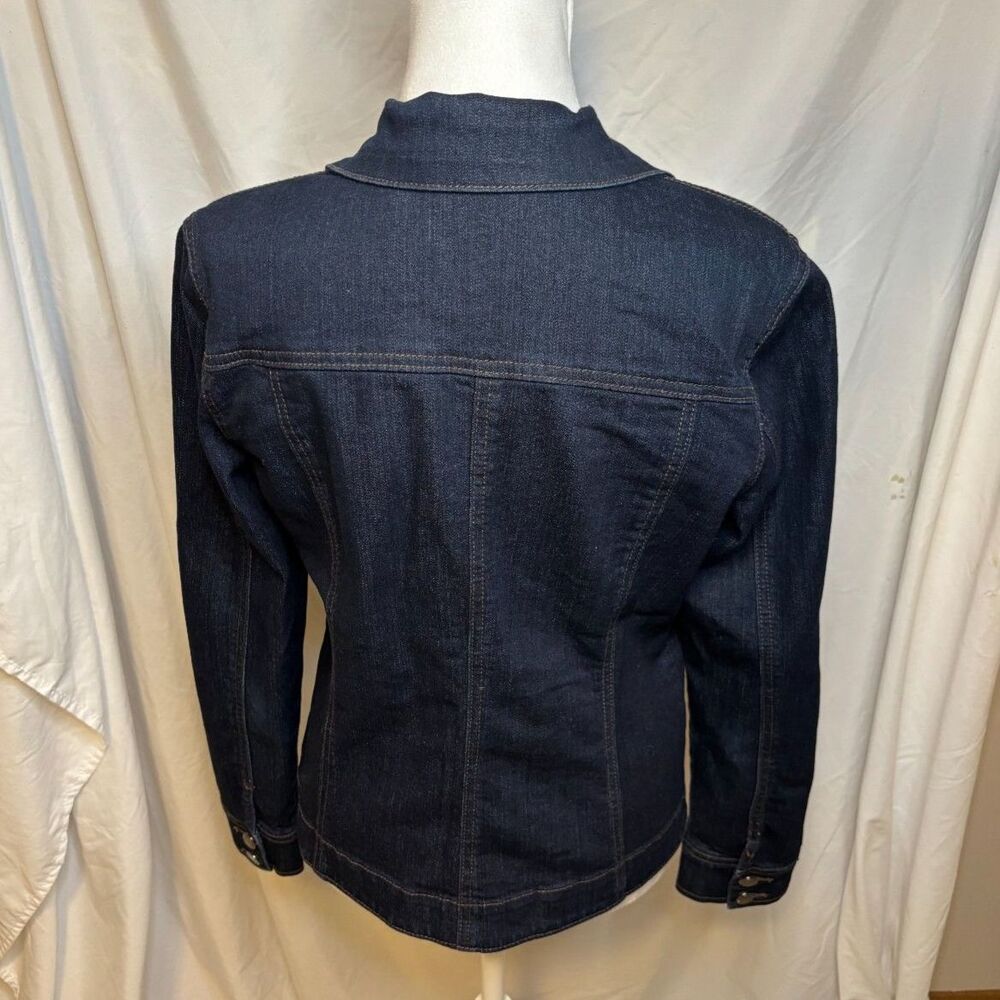 Charter Club Dark Blue Denim Jean Jacket Stretch Fitted Womens NWOT - Picture 4 of 6